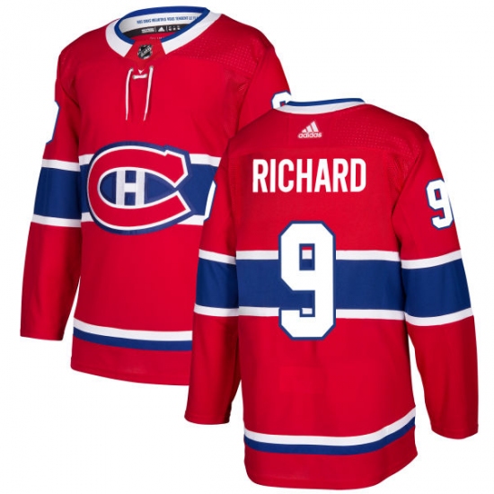 Men's Adidas Montreal Canadiens #9 Maurice Richard Authentic Red Home NHL Jersey - Ujersey