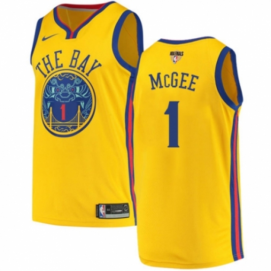 Men's Nike Golden State Warriors #1 JaVale McGee Swingman Gold 2018 NBA Finals Bound NBA Jersey - City Edition - Ujersey