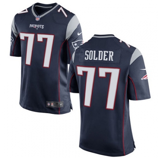 Men's Nike New England Patriots #77 Nate Solder Game Navy Blue Team Color NFL Jersey - Ujersey