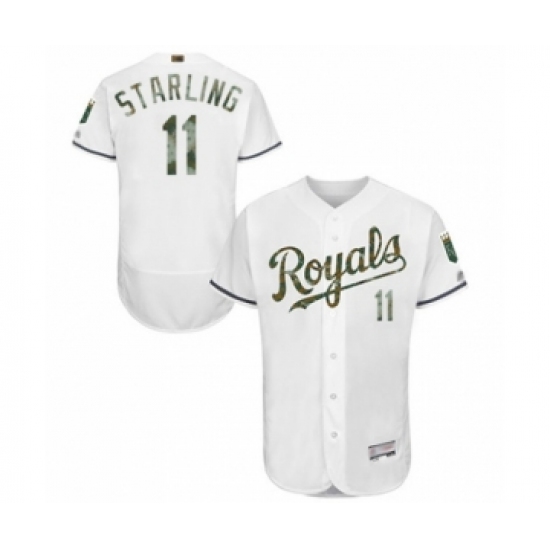 Men's Kansas City Royals #11 Bubba Starling Authentic White 2016 Memorial Day Fashion Flex Base Baseball Player Jersey
