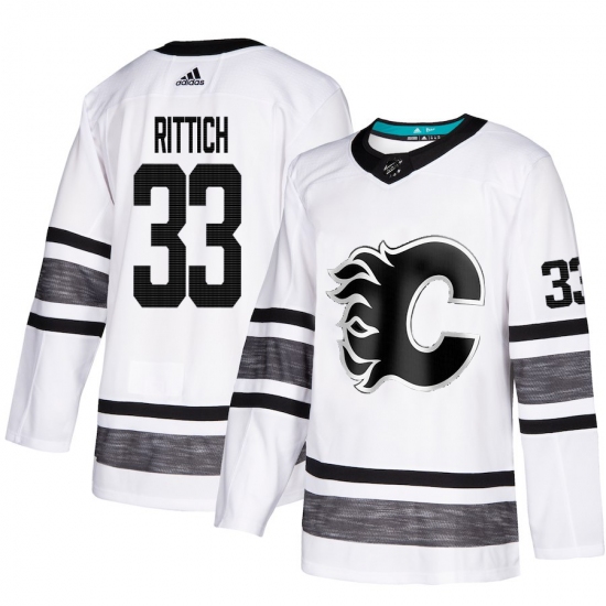 Men's Adidas Calgary Flames #33 David Rittich White 2019 All-Star Game Parley Authentic Stitched NHL Jersey - Ujersey