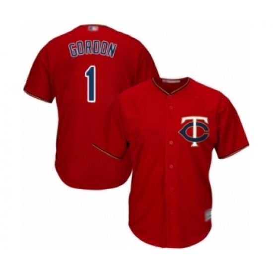 Youth Minnesota Twins #1 Nick Gordon Authentic Scarlet Alternate Cool Base Baseball Player Jersey - Ujersey