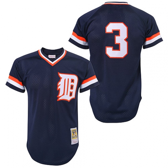Men's Mitchell and Ness Detroit Tigers #3 Alan Trammell Replica Blue Throwback MLB Jersey - Ujersey