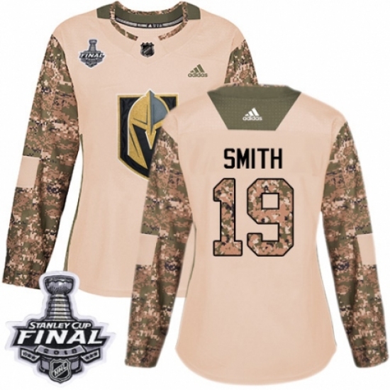 Women's Adidas Vegas Golden Knights #19 Reilly Smith Authentic Camo Veterans Day Practice 2018 Stanley Cup Final NHL Jersey - Ujersey