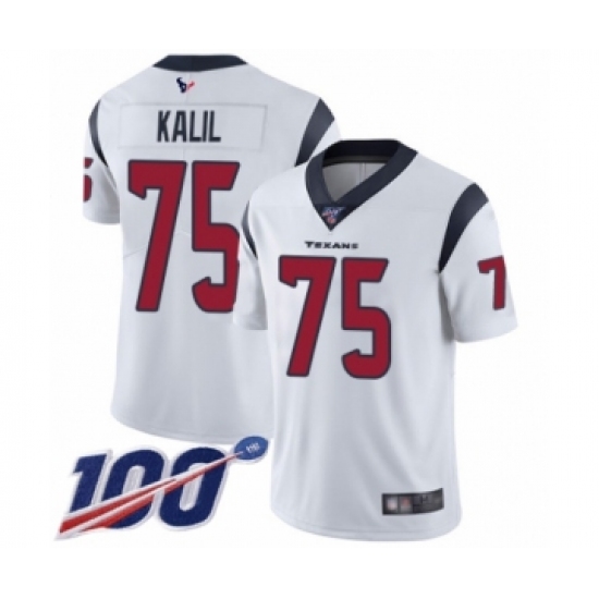 Men's Houston Texans #75 Matt Kalil White Vapor Untouchable Limited Player 100th Season Football Jersey - Ujersey