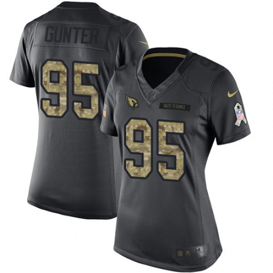 Women's Nike Arizona Cardinals #95 Rodney Gunter Limited Black 2016 Salute to Service NFL Jersey - Ujersey