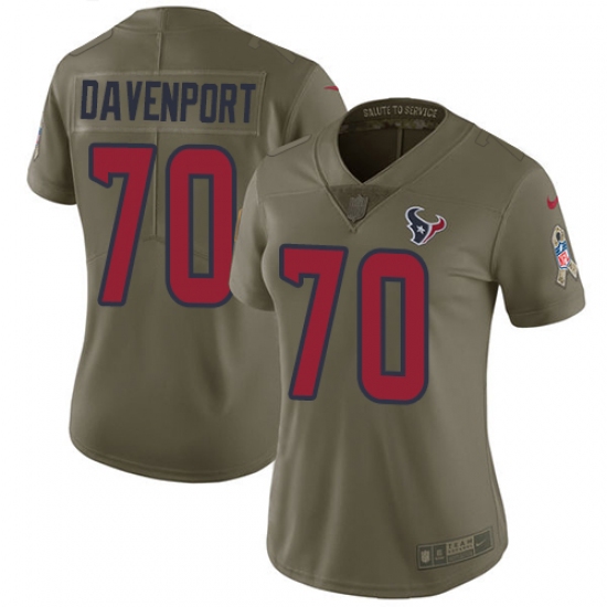 Women's Nike Houston Texans #70 Julien Davenport Limited Olive 2017 Salute to Service NFL Jersey - Ujersey
