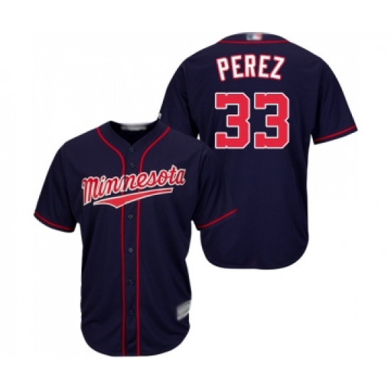 Men's Minnesota Twins #33 Martin Perez Replica Navy Blue Alternate Road Cool Base Baseball Jersey - Ujersey