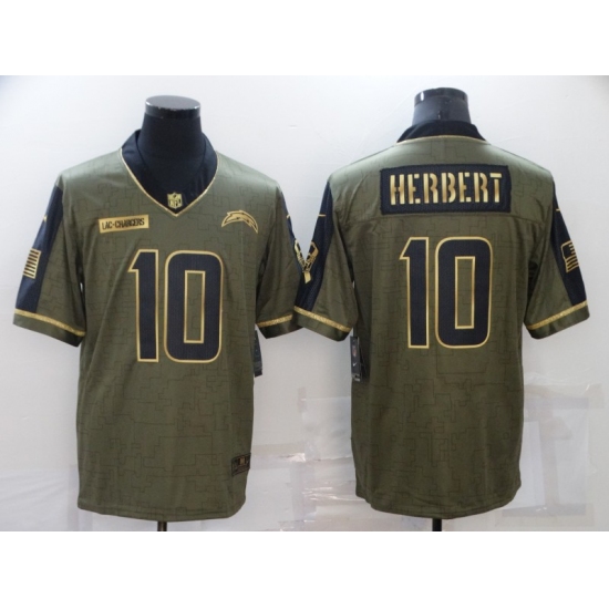 Men's Los Angeles Chargers #10 Justin Herbert Nike Gold 2021 Salute To Service Limited Player Jersey - Ujersey