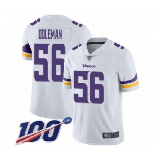 Men's Minnesota Vikings #56 Chris Doleman White Vapor Untouchable Limited Player 100th Season Football Jersey - Ujersey