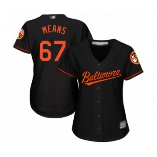 Women's Baltimore Orioles #67 John Means Authentic Black Alternate Cool Base Baseball Jersey - Ujersey