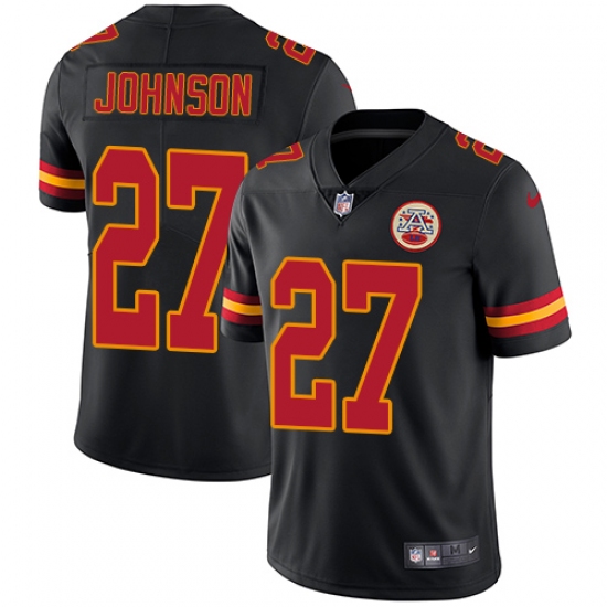 Youth Nike Kansas City Chiefs #27 Larry Johnson Limited Black Rush Vapor Untouchable NFL Jersey - Ujersey