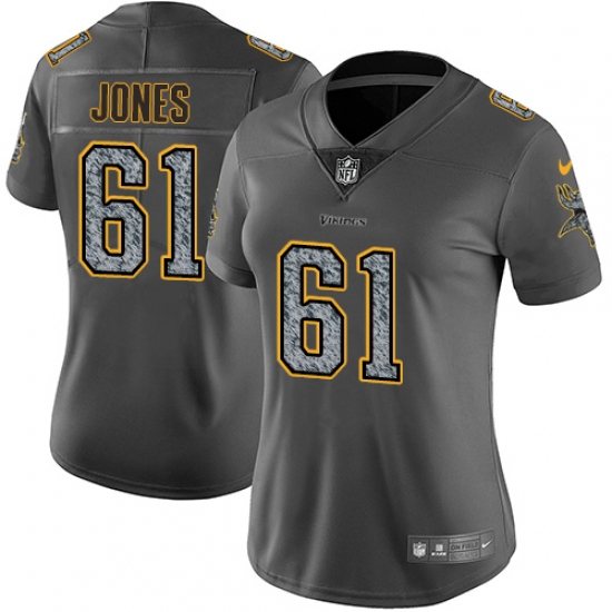 Women's Nike Minnesota Vikings #61 Brett Jones Gray Static Vapor Untouchable Limited NFL Jersey - Ujersey