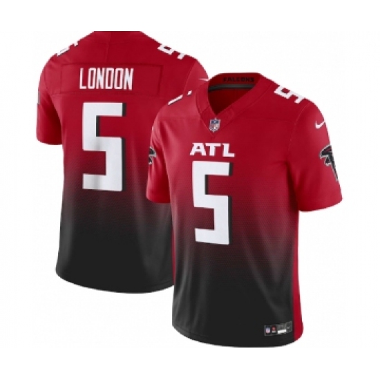 Men's Nike Atlanta Falcons #5 Drake London Red Black 2023 F.U.S.E. Vapor Untouchable Limited Football Stitched Jersey - Ujersey
