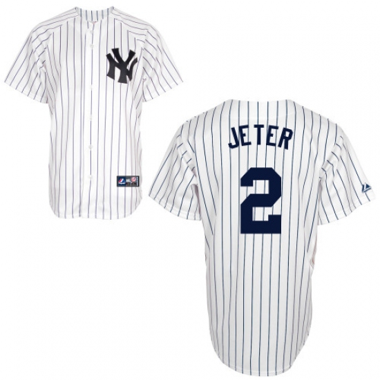Youth Majestic New York Yankees #2 Derek Jeter Authentic White Name On Back MLB Jersey - Ujersey