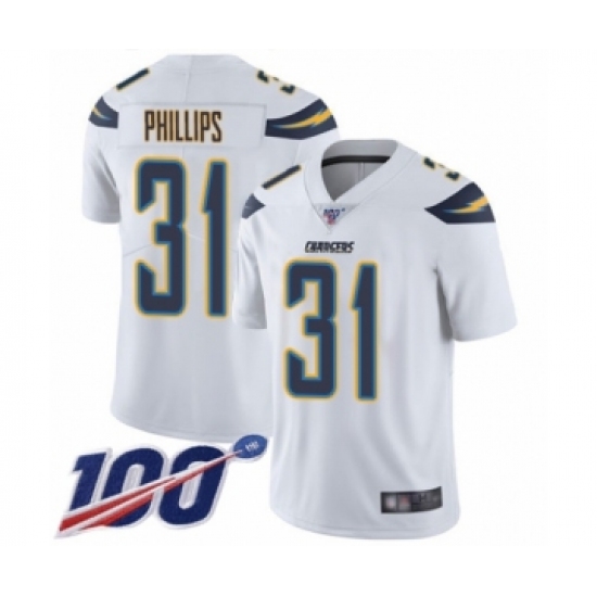 Men's Los Angeles Chargers #31 Adrian Phillips White Vapor Untouchable Limited Player 100th Season Football Jersey - Ujersey