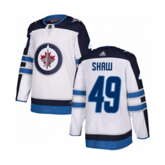 Men's Winnipeg Jets #49 Logan Shaw Authentic White Away Hockey Jersey - Ujersey