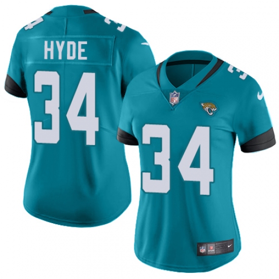 Women's Nike Jacksonville Jaguars #34 Carlos Hyde Teal Green Alternate Vapor Untouchable Limited Player NFL Jersey - Ujersey
