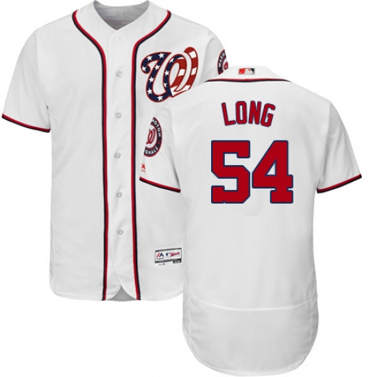 Men's Majestic Washington Nationals #54 Kevin Long White Home Flex Base Authentic Collection MLB Jersey - Ujersey