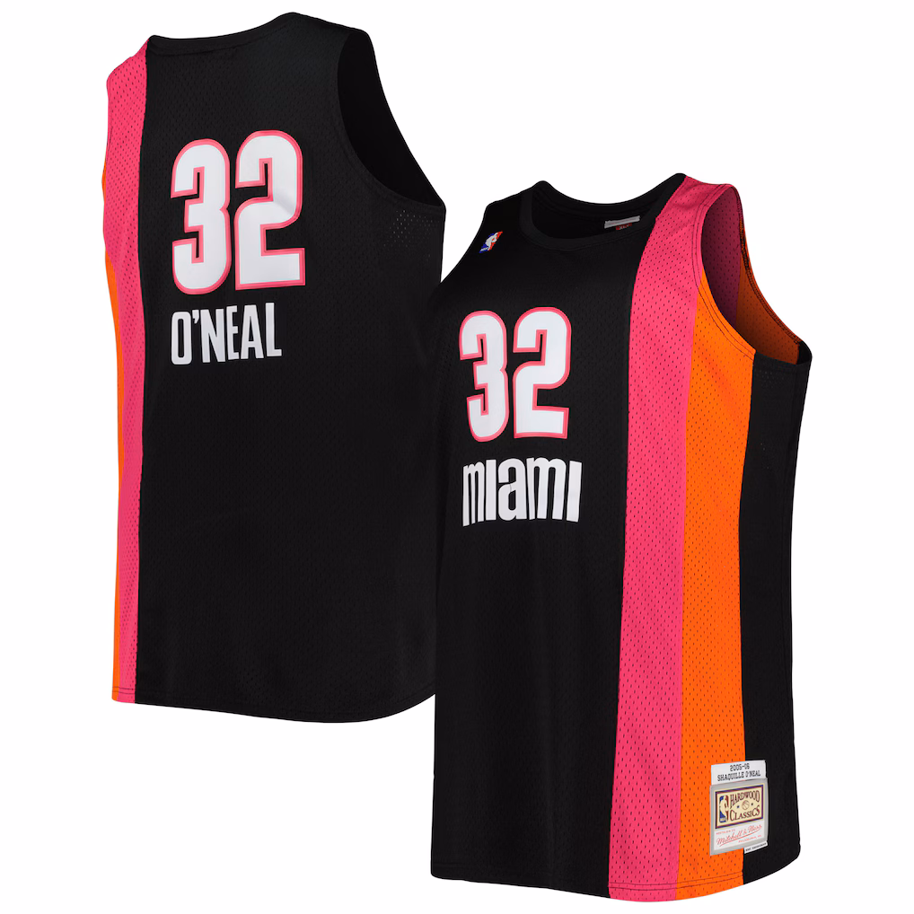 Men's Miami Heat Shaquille O'Neal Mitchell & Ness Black Big & Tall Hardwood Classics 2005/06 Swingman Jersey - ujerseystore