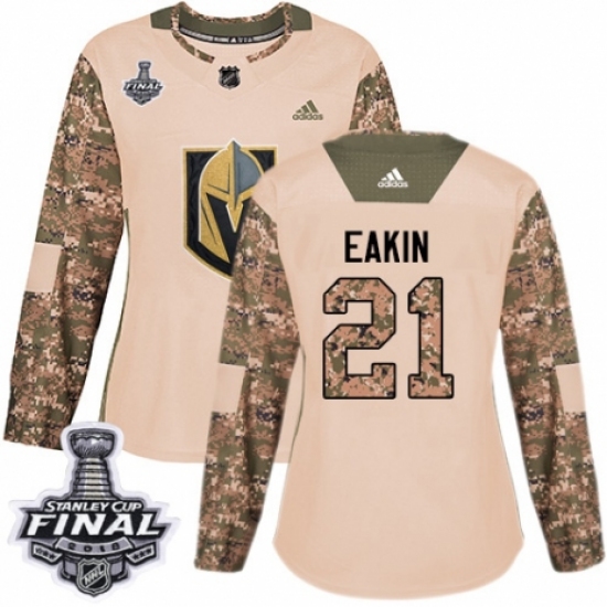 Women's Adidas Vegas Golden Knights #21 Cody Eakin Authentic Camo Veterans Day Practice 2018 Stanley Cup Final NHL Jersey