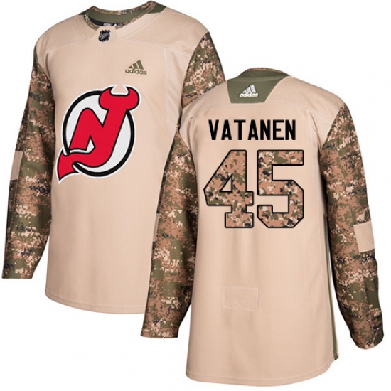 Men's Adidas New Jersey Devils #45 Sami Vatanen Authentic Camo Veterans Day Practice NHL Jersey - Ujersey
