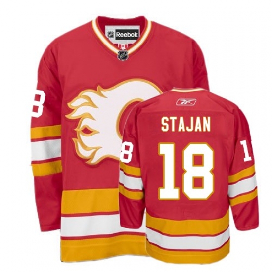 Men's Reebok Calgary Flames #18 Matt Stajan Premier Red Third NHL Jersey - Ujersey