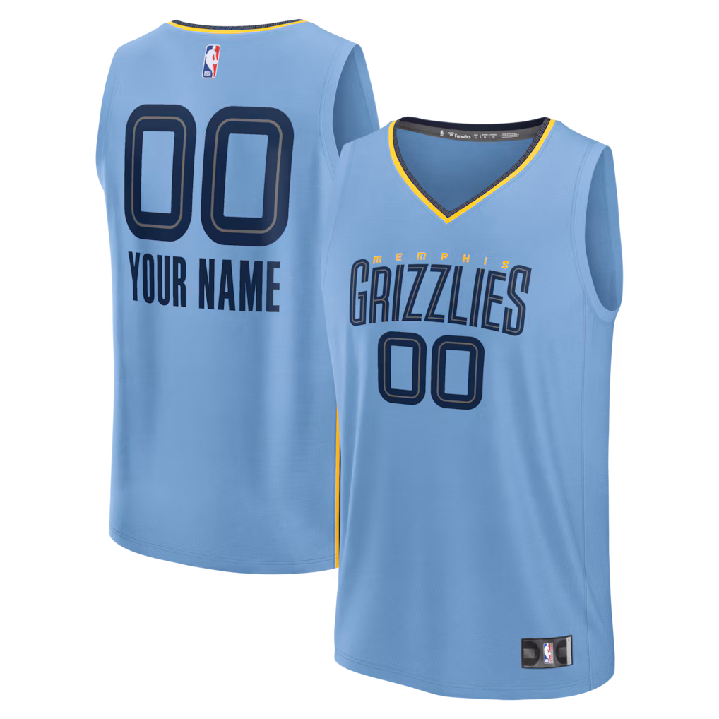 Youth Memphis Grizzlies Fanatics Light Blue Fast Break Custom Jersey - Statement Edition
