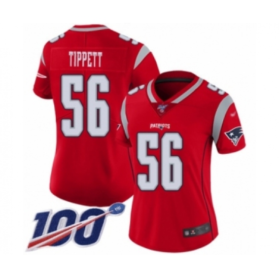 Women's New England Patriots #56 Andre Tippett Limited Red Inverted Legend 100th Season Football Jersey - Ujersey