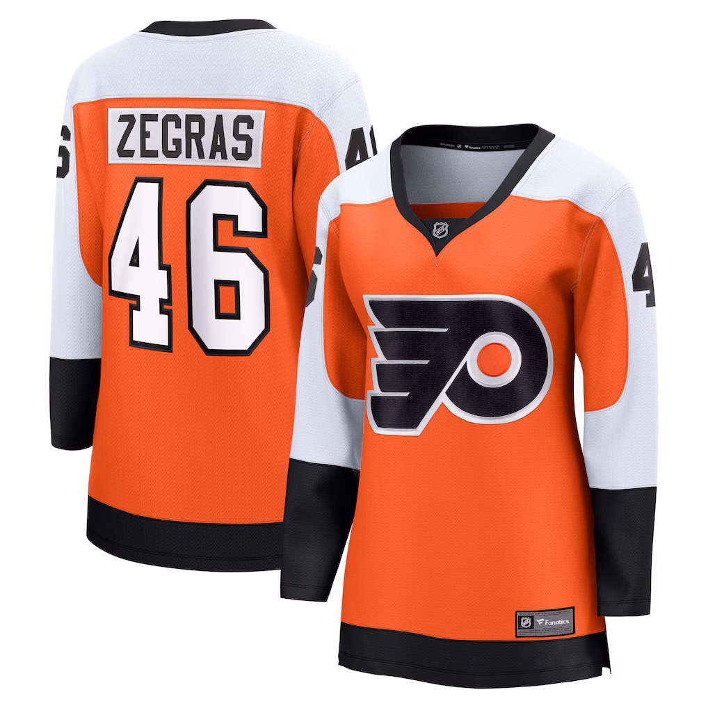 Women's Philadelphia Flyers Trevor Zegras Fanatics Orange Home Breakaway Jersey - ujerseystore