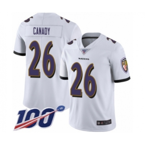 Men's Baltimore Ravens #26 Maurice Canady White Vapor Untouchable Limited Player 100th Season Football Jersey - Ujersey