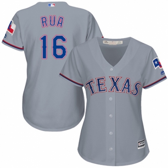 Women's Majestic Texas Rangers #16 Ryan Rua Authentic Grey Road Cool Base MLB Jersey - Ujersey