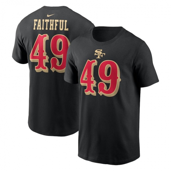 Men's San Francisco 49ers #49 The Faithful Black 2025 Rivalries Collection Name & Number T-Shirt - Ujersey