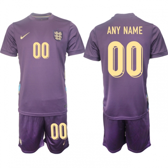Men's England Custom 2024-25 Purple Away Soccer Jersey Suit - Ujersey