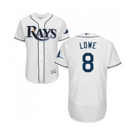 Men's Tampa Bay Rays #8 Brandon Lowe Home White Home Flex Base Authentic Collection Baseball Jersey - Ujersey