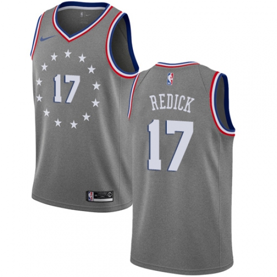Men's Nike Philadelphia 76ers #17 JJ Redick Swingman Gray NBA Jersey - City Edition - Ujersey