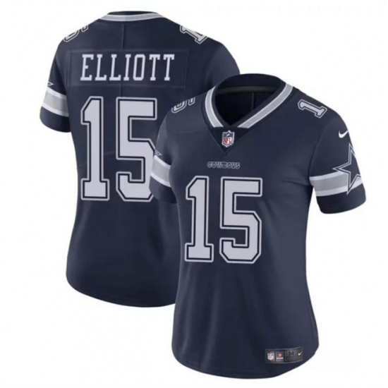 Women's Dallas Cowboys #15 Ezekiel Elliott Navy Vapor Limited Football Stitched Jersey - Ujersey