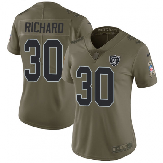 Women's Nike Oakland Raiders #30 Jalen Richard Limited Olive 2017 Salute to Service NFL Jersey