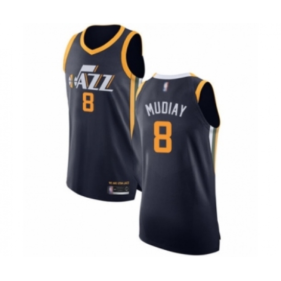 Men's Utah Jazz #8 Emmanuel Mudiay Authentic Navy Blue Basketball Jersey - Icon Edition