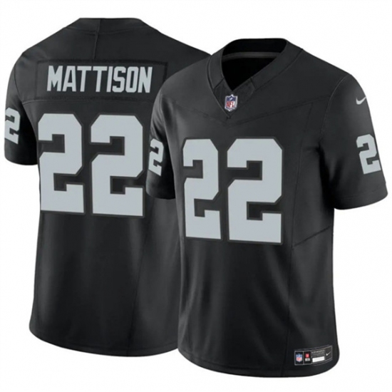 Men's Las Vegas Raiders #22 Alexander Mattison Black 2024 F.U.S.E. Vapor Football Stitched Jersey - Ujersey