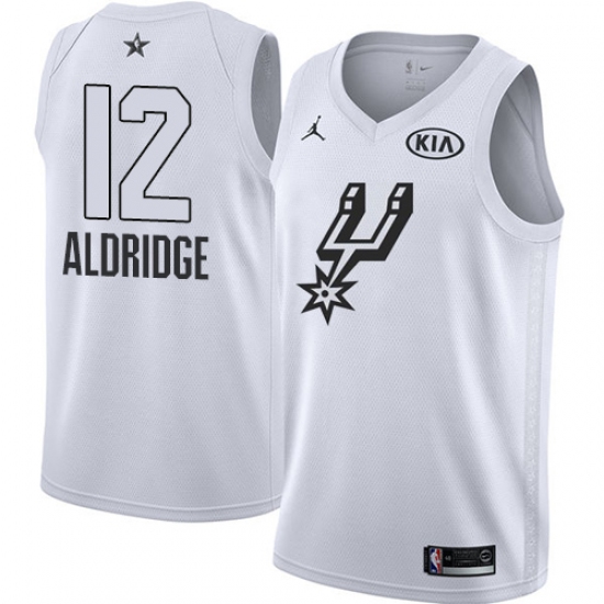 Men's Nike Jordan San Antonio Spurs #12 LaMarcus Aldridge Swingman White 2018 All-Star Game NBA Jersey - Ujersey