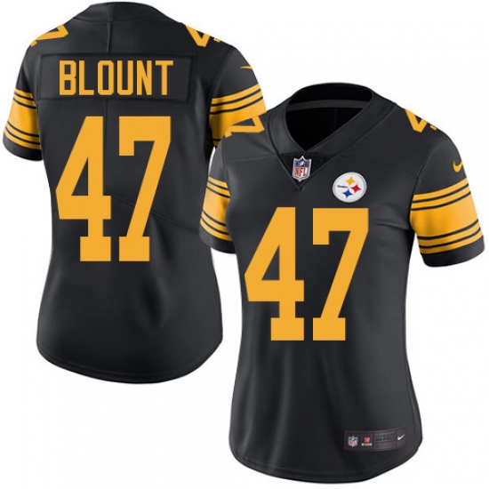 Women's Nike Pittsburgh Steelers #47 Mel Blount Elite Black Rush Vapor Untouchable NFL Jersey - Ujersey