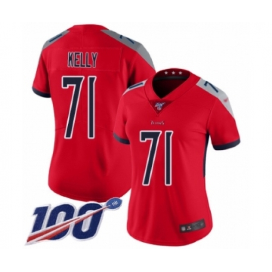 Women's Tennessee Titans #71 Dennis Kelly Limited Red Inverted Legend 100th Season Football Jersey - Ujersey