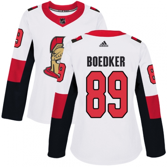 Women's Adidas Ottawa Senators #89 Mikkel Boedker Authentic White Away NHL Jersey - Ujersey