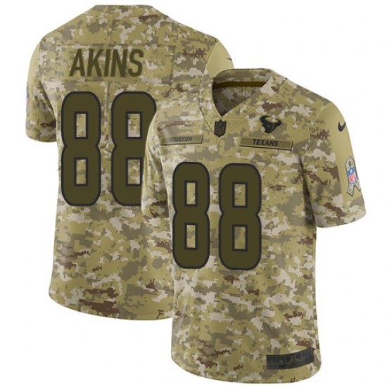 Men's Nike Houston Texans #88 Jordan Akins Limited Camo 2018 Salute to Service NFL Jersey - Ujersey