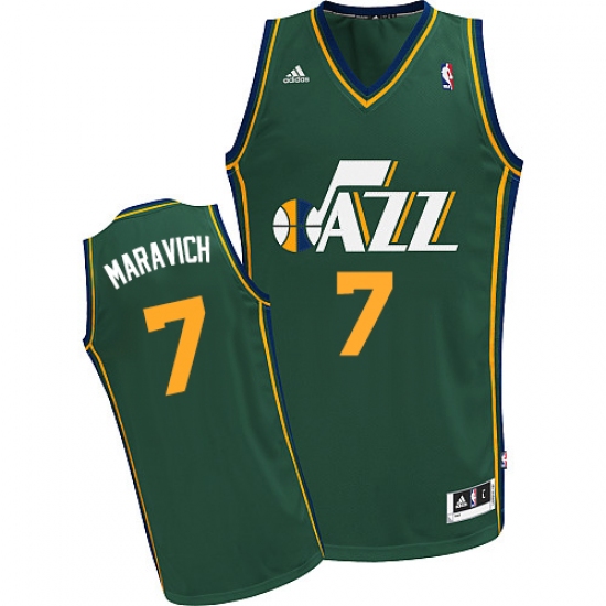 Men's Adidas Utah Jazz #7 Pete Maravich Swingman Green Alternate NBA Jersey - Ujersey