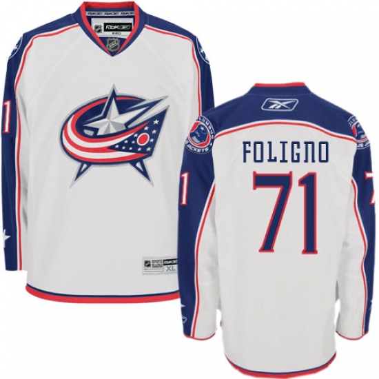 Youth Reebok Columbus Blue Jackets #71 Nick Foligno Authentic White Away NHL Jersey - Ujersey