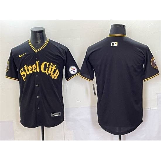 Men's Pittsburgh Steelers Blank Black 412 Vapor Premier Limited Stitched Baseball Jersey (2) - Ujersey