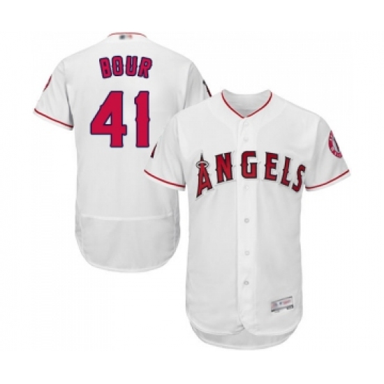Men's Los Angeles Angels of Anaheim #41 Justin Bour White Home Flex Base Authentic Collection Baseball Jersey - Ujersey