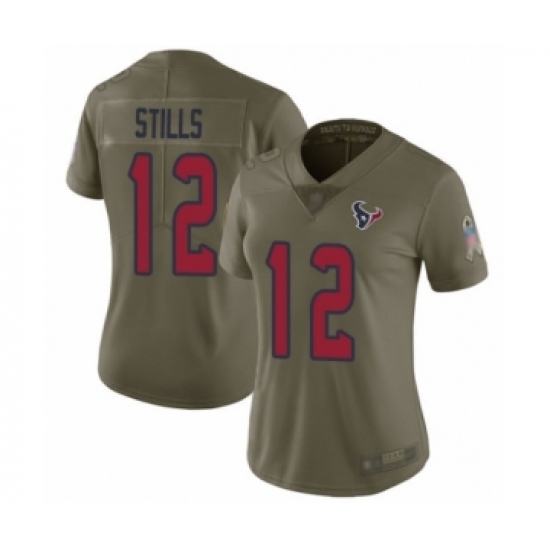 Women's Houston Texans #12 Kenny Stills Limited Olive 2017 Salute to Service Football Jersey - Ujersey